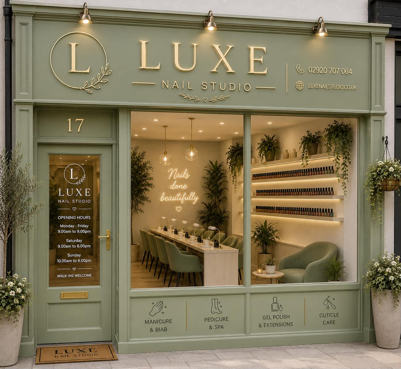 Luxe Nail Studio storefront, Penarth
